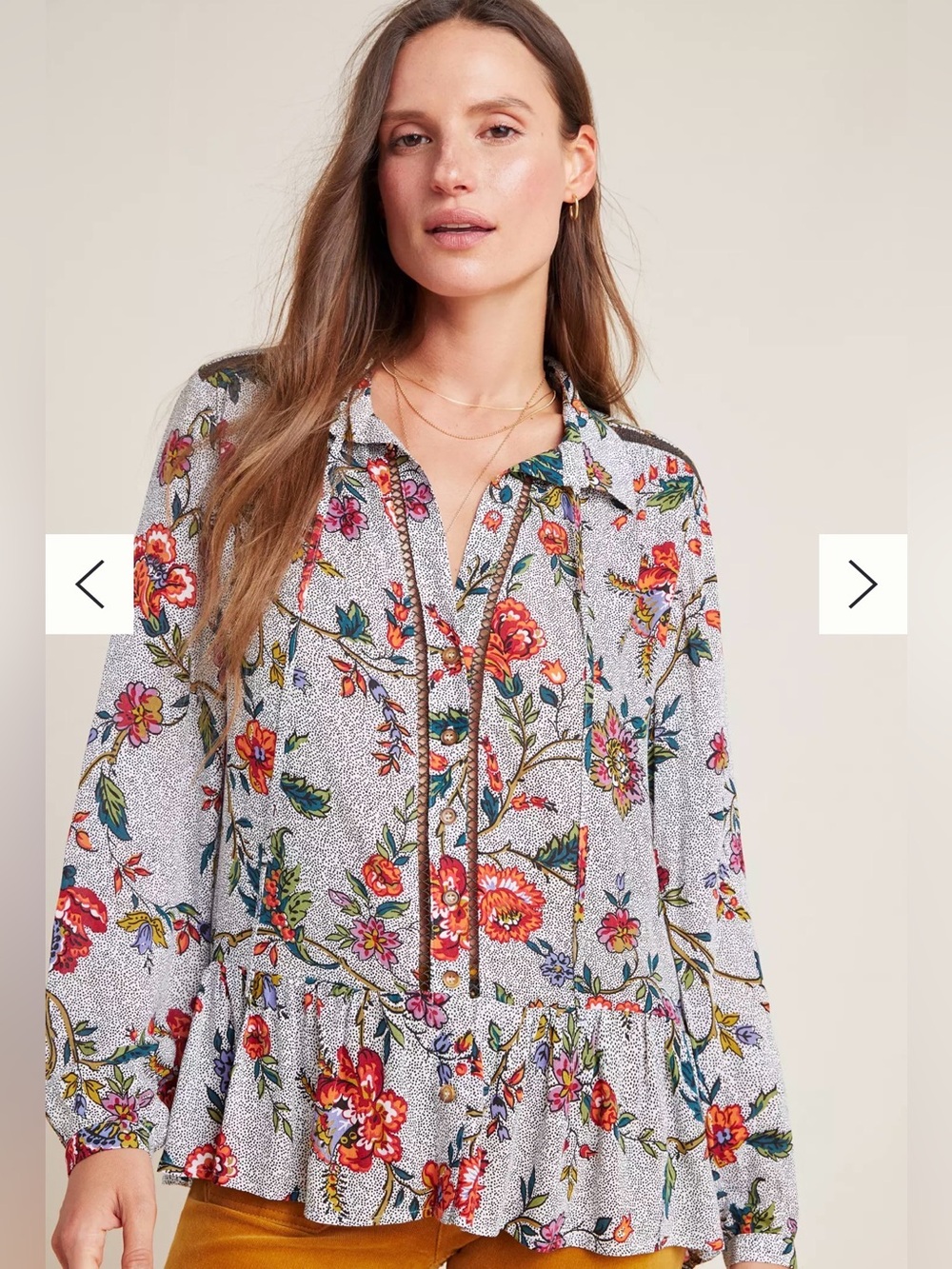Anthropologie Maeve Janie Flounced Peasant Top Floral Boho Size 12